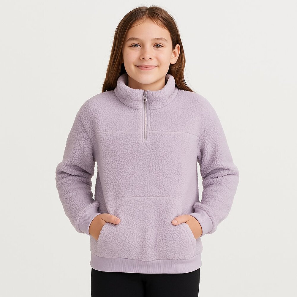 C9 by Champion Fleece Pullover Sweatshirt Long Sleeve 1/4 Zip Lavender XL 14-16